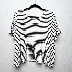 Max Studio Ruffle Sleeve Boxy Top Womens 3X Stretch Casual Chic Minimalist